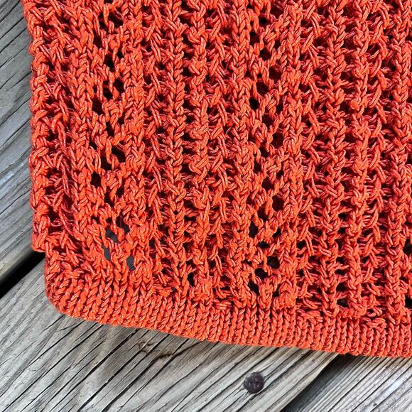 Zara Women's Orange Open Knit Cropped Sweater Top Size M - Picture 6 of 11